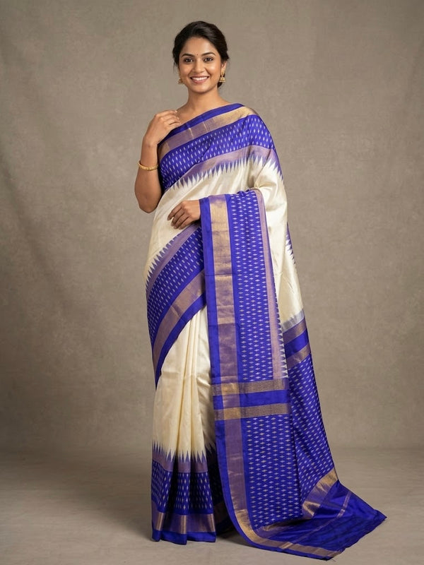 Megan – Pochampally Double Ikkat Pure Silk Saree (Silk Mark Certified)
