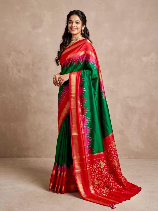 Karthika – Pochampally Double Ikkat Pure Silk Saree (Silk Mark Certified)
