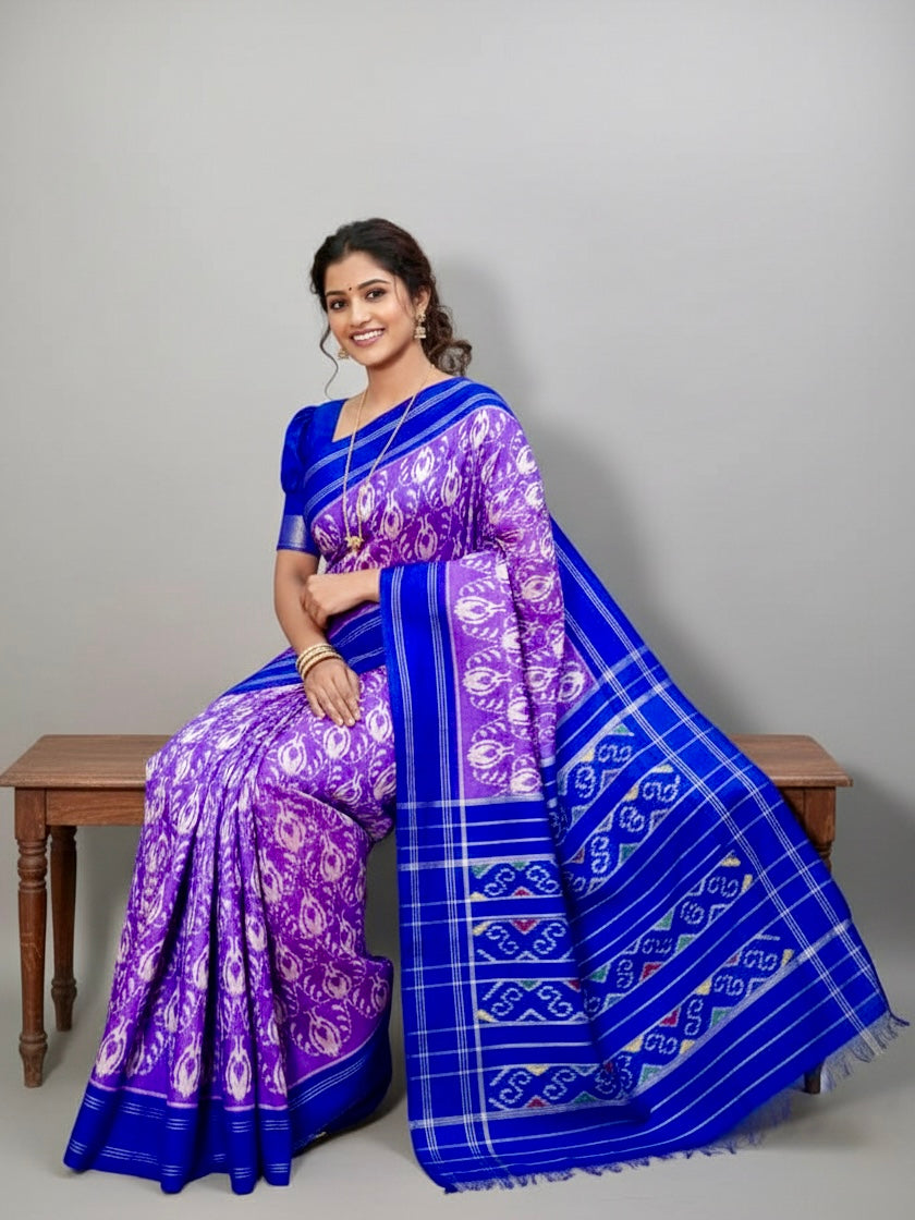 Dilruba – Royal Violet Ikkat Silk Saree