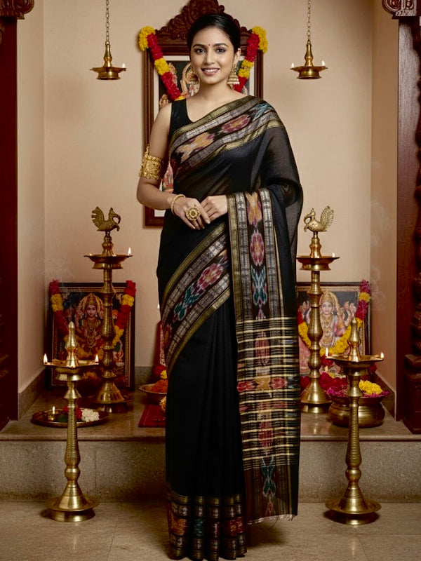 Boomika ā Dark Majesty Pure Raw Silk Saree
