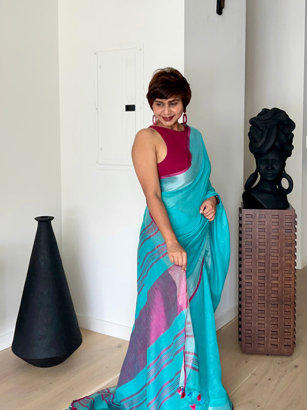 Tina’s Pure Linen Saree - Thugil