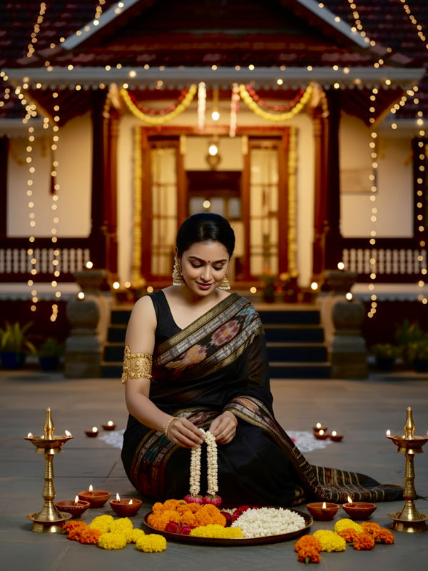Boomika ā Dark Majesty Pure Raw Silk Saree