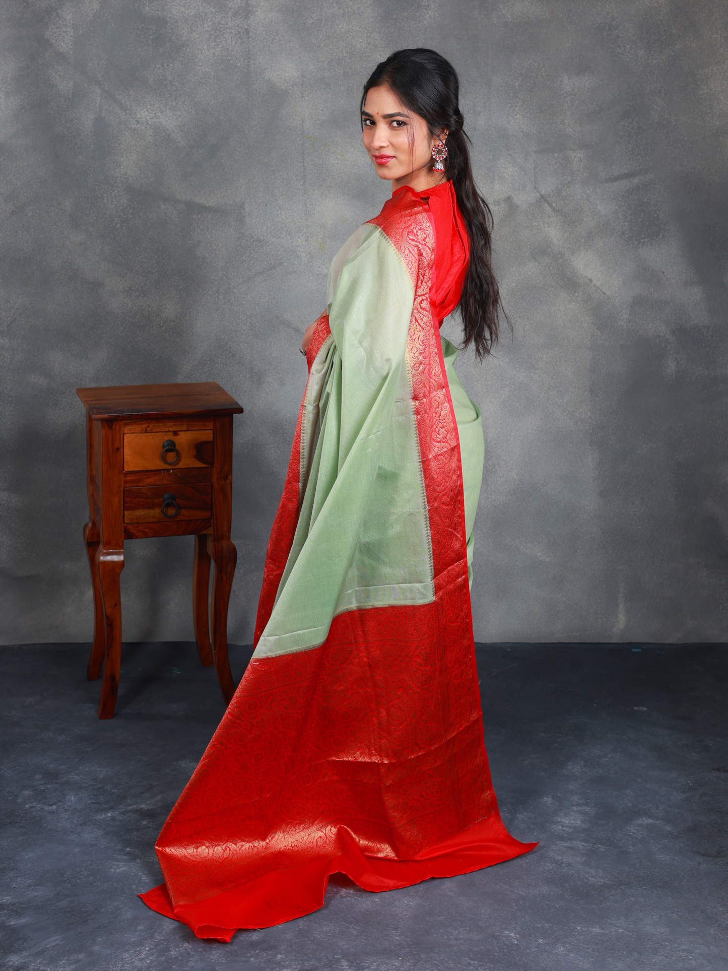 Pastel Green with Red