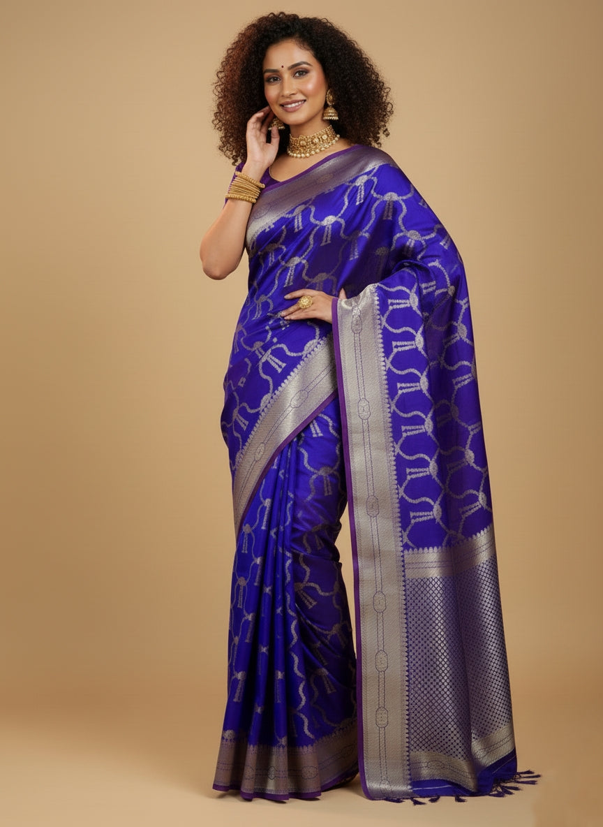 Heena- Semi Kathan Royal Blue