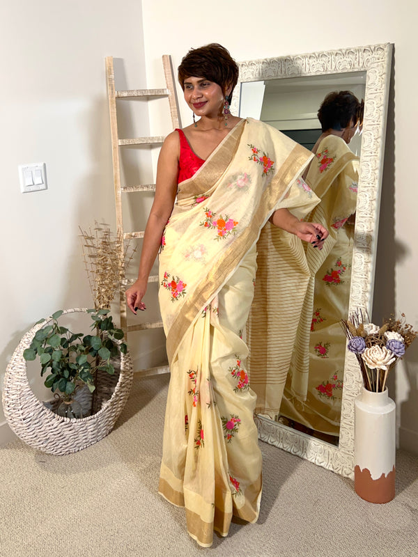 Silk Linen with Embroidery - Thugil