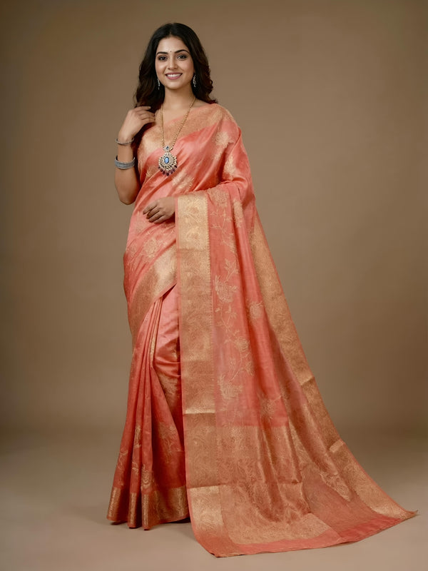 Saptha- Pure Tussar Silk Jamdani Jari Buta Saree(Silkmark certified)