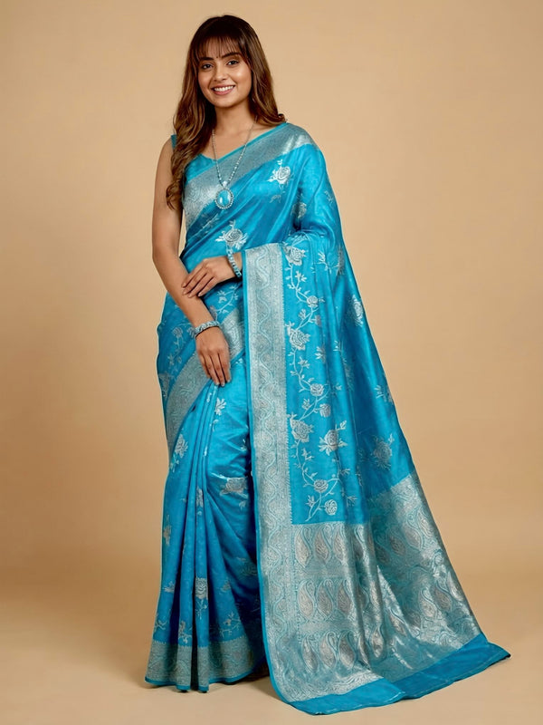 Guna-Pure Tussar Silk Jamdani Jari Buta Saree(Silkmark certified)