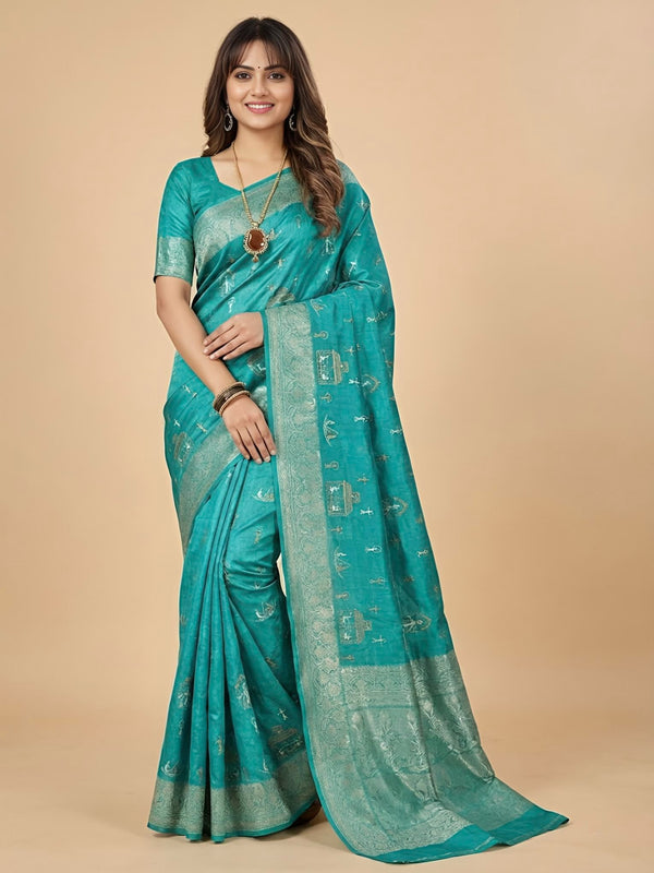 Shobi -Pure Tussar Silk Jamdani Jari Buta Saree (Silkmark certified)