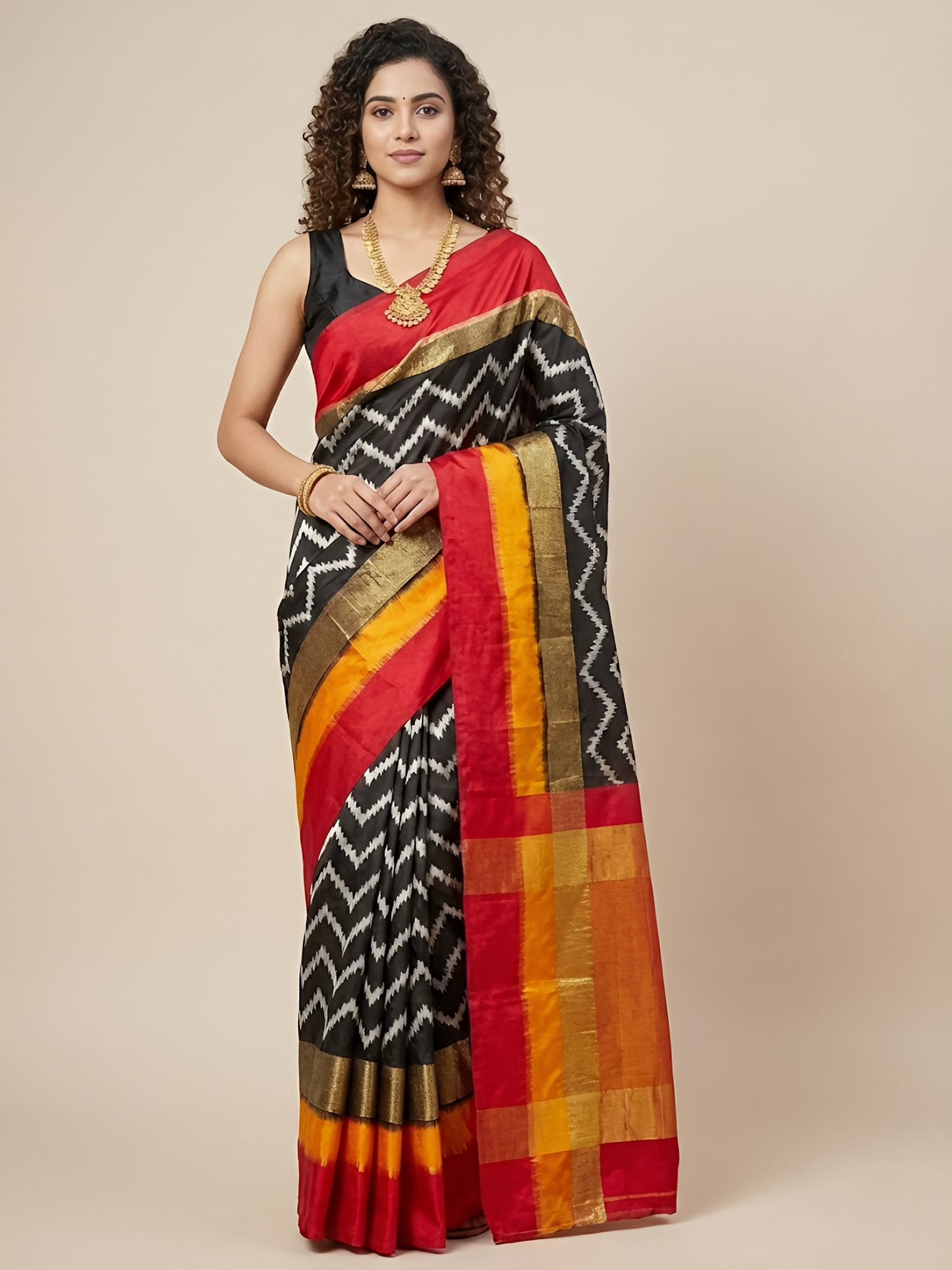 Nadhiya – Pochampally Double Ikkat Pure Silk Saree (Silk Mark Certified)