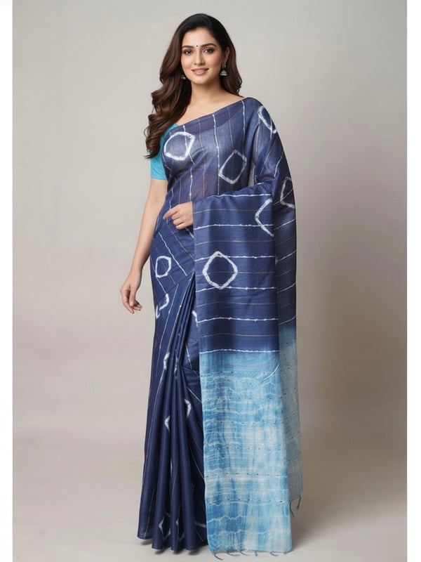 Savita Semi Linen Shibori Saree - Thugil