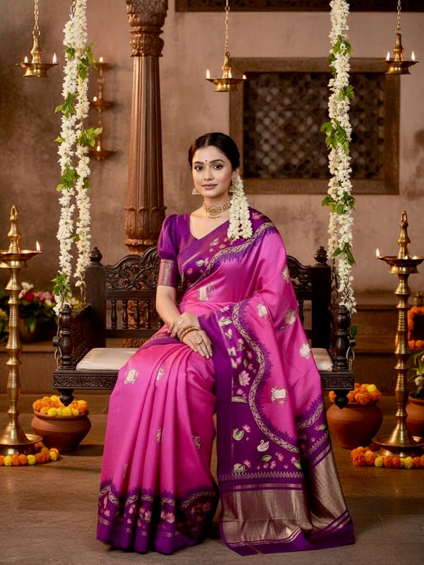 Madhu – Pure Modal Silk Saree with Tissue Pallu - Thugil