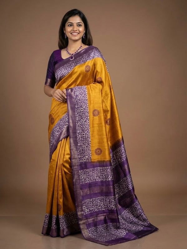 Melba_Pure Tussar Ghicha Silk Saree(Silkmark certified)
