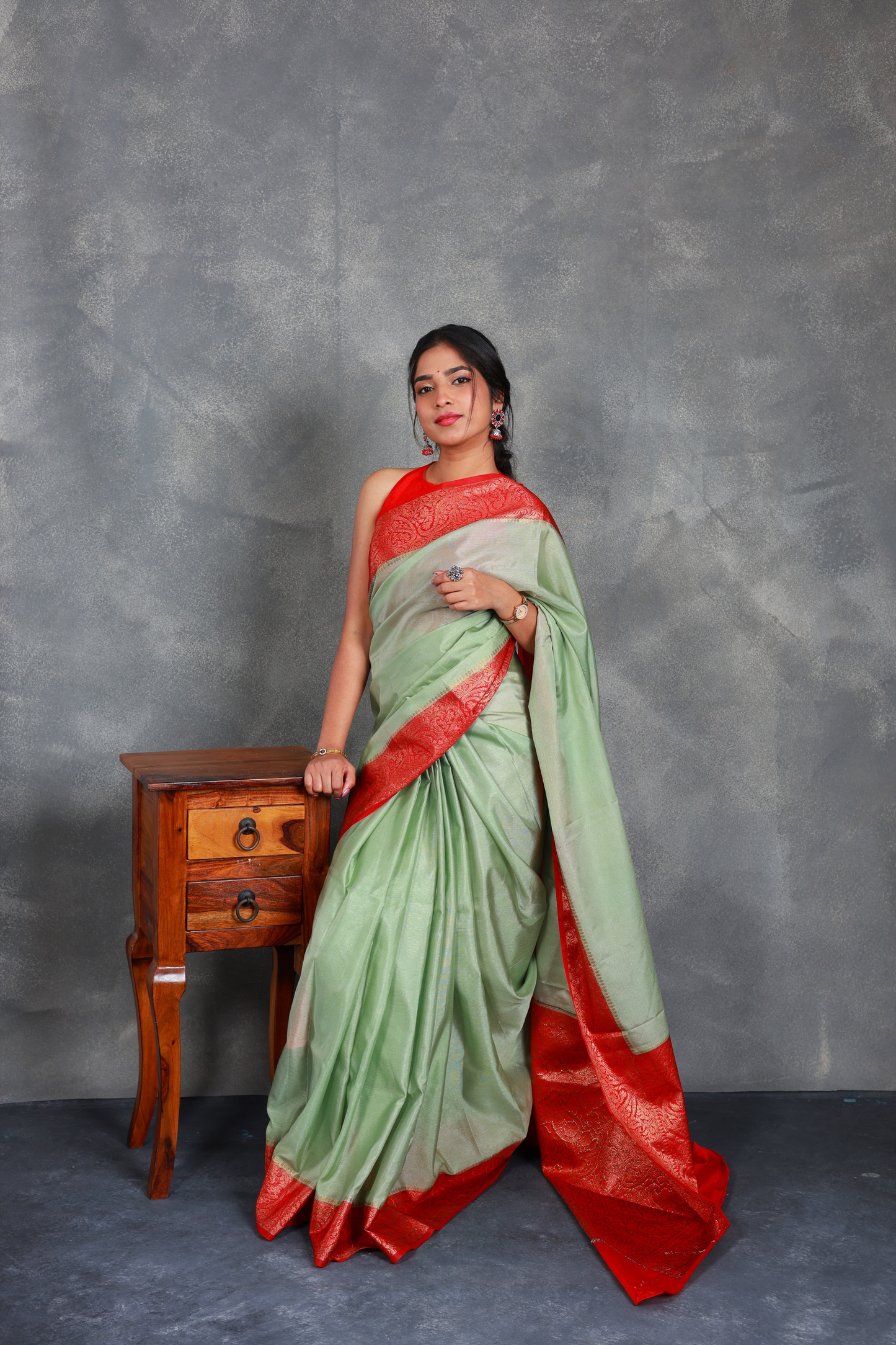 Pastel Green with Red