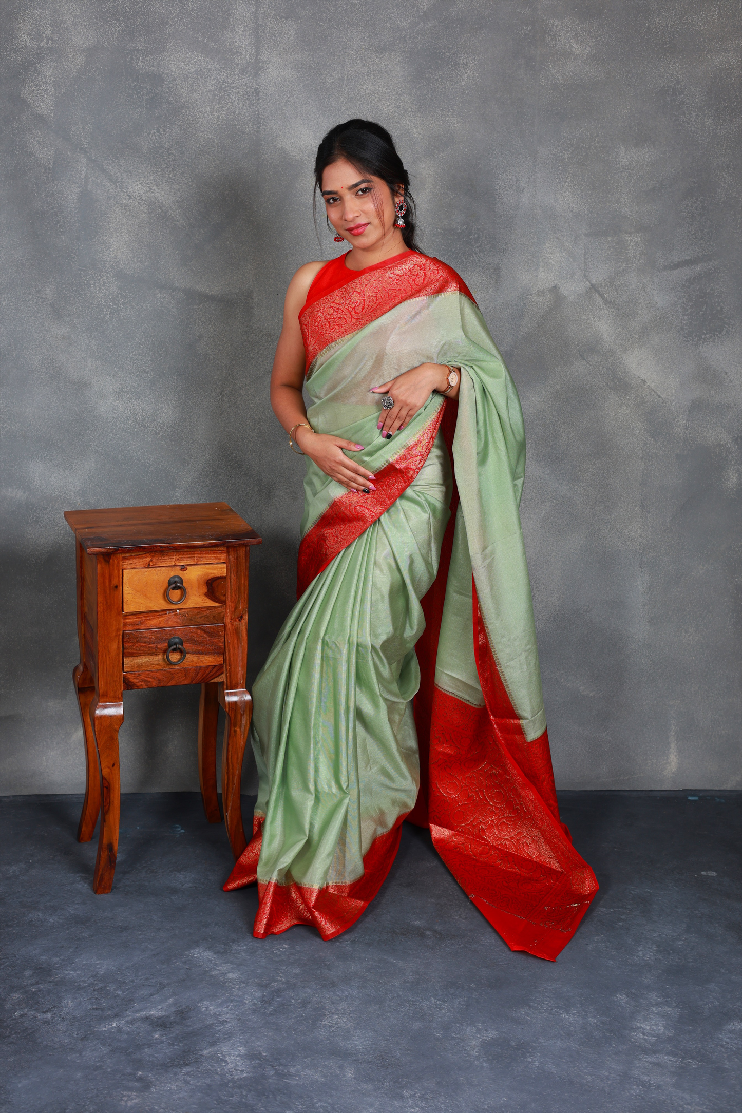 Pastel Green with Red