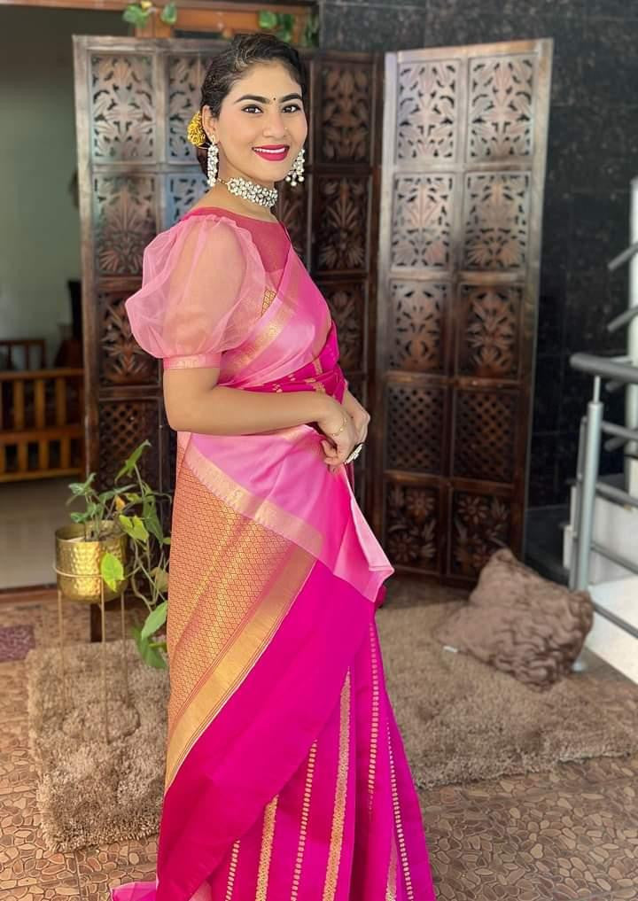 Kathan Silk Retta Petta Border Saree