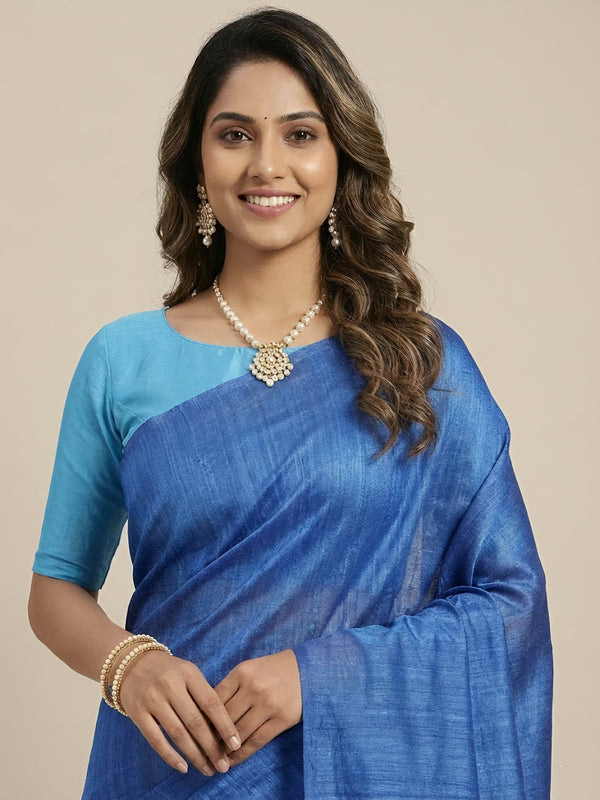 Vaanadhi -Pure Plain Tussar Ghicha Silk Saree (Silkmark Certified)