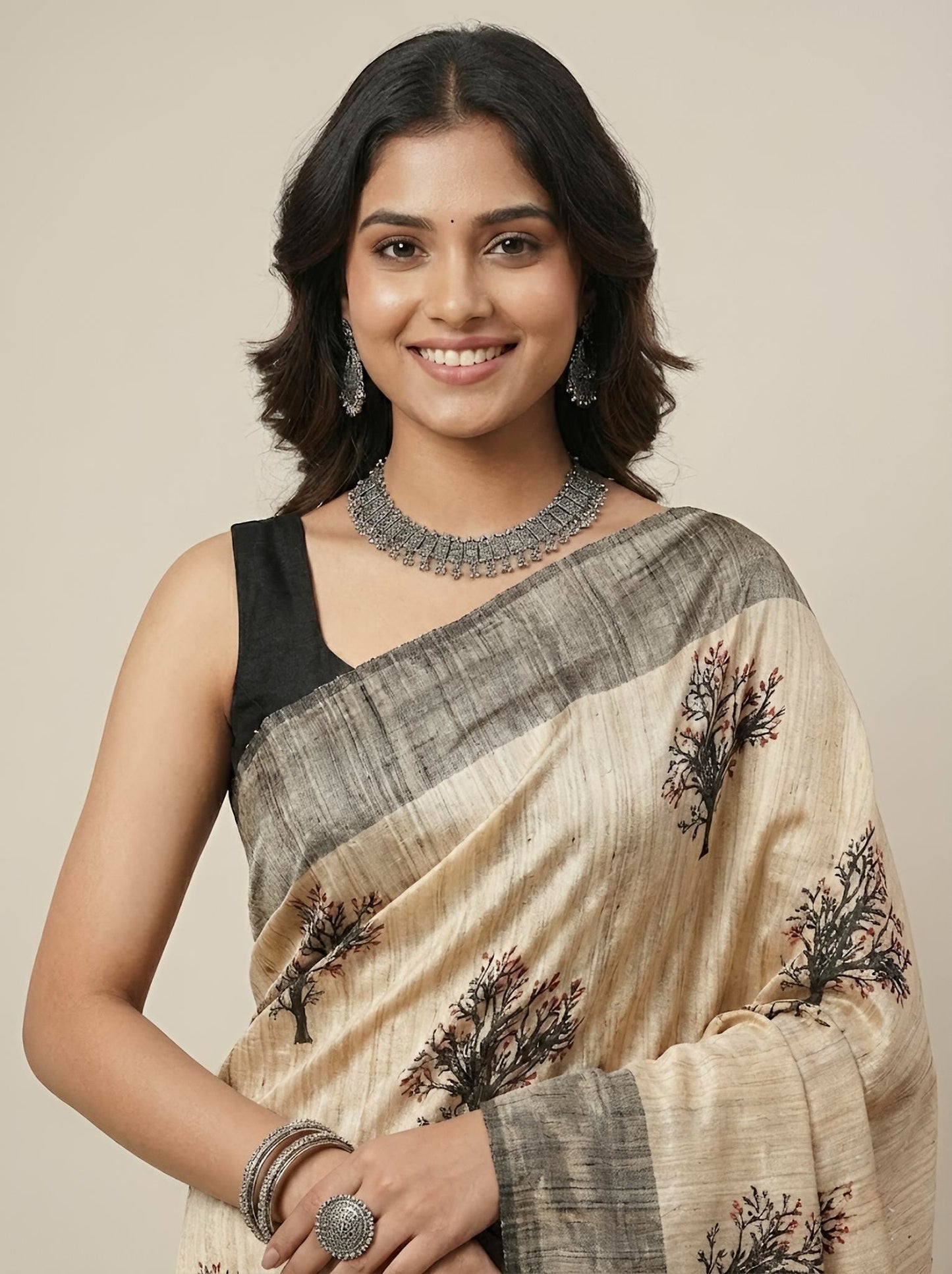 Aisha– Pure Tussar Ghicha Silk Saree (Silk Mark Certified)