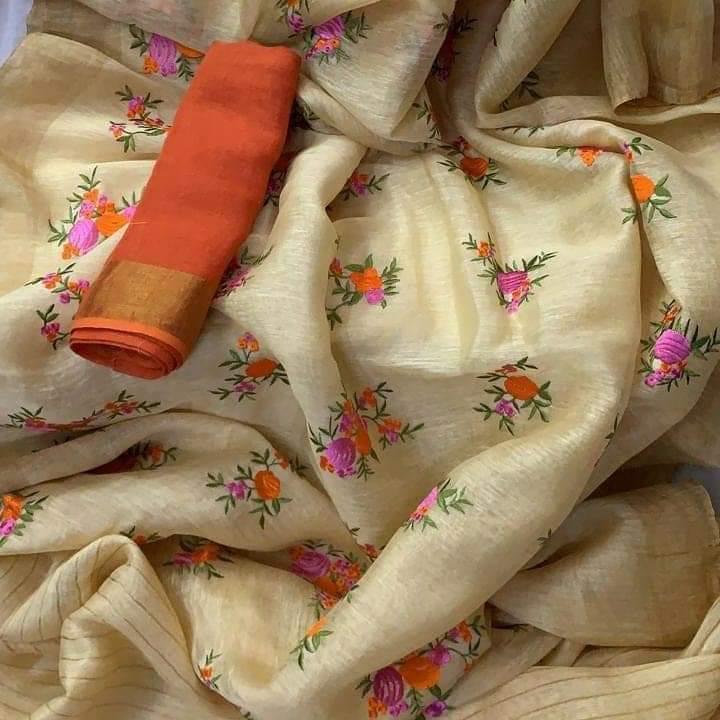 Silk Linen with Embroidery