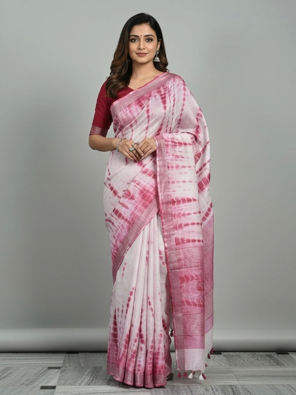 Shakti Semi Linen Shibori Saree - Thugil