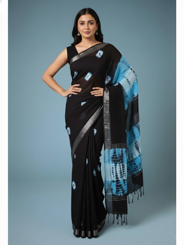 Lakshmi Semi Linen Shibori Saree - Thugil