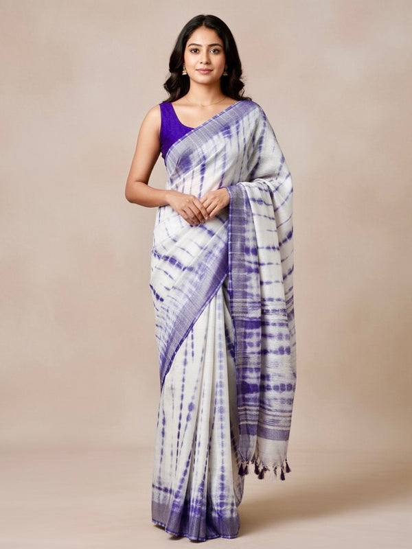 Shyla  Semi Linen Shibori Saree - Thugil