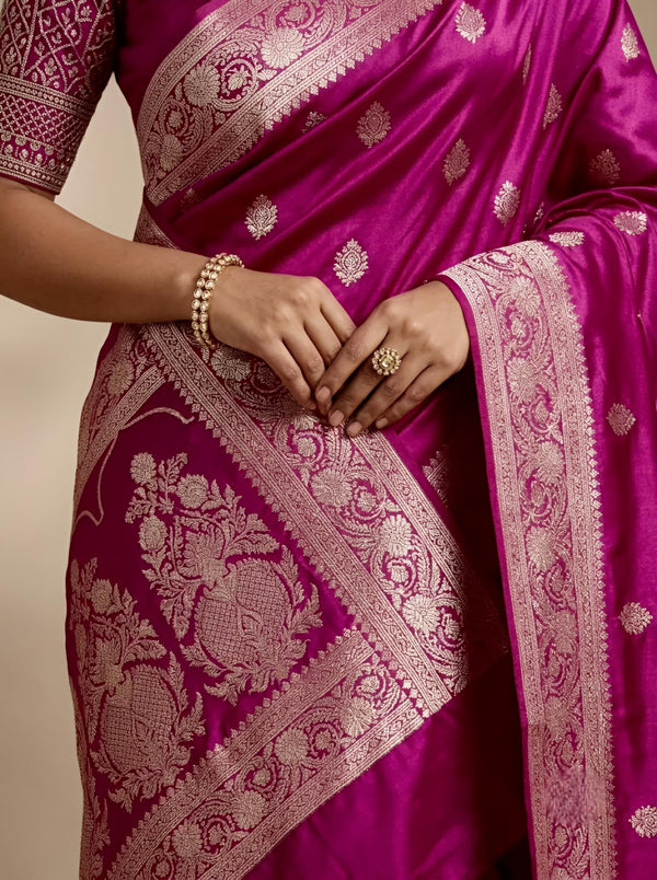 Nedra-Banarasi Handloom Mashru Katan Silk Saree