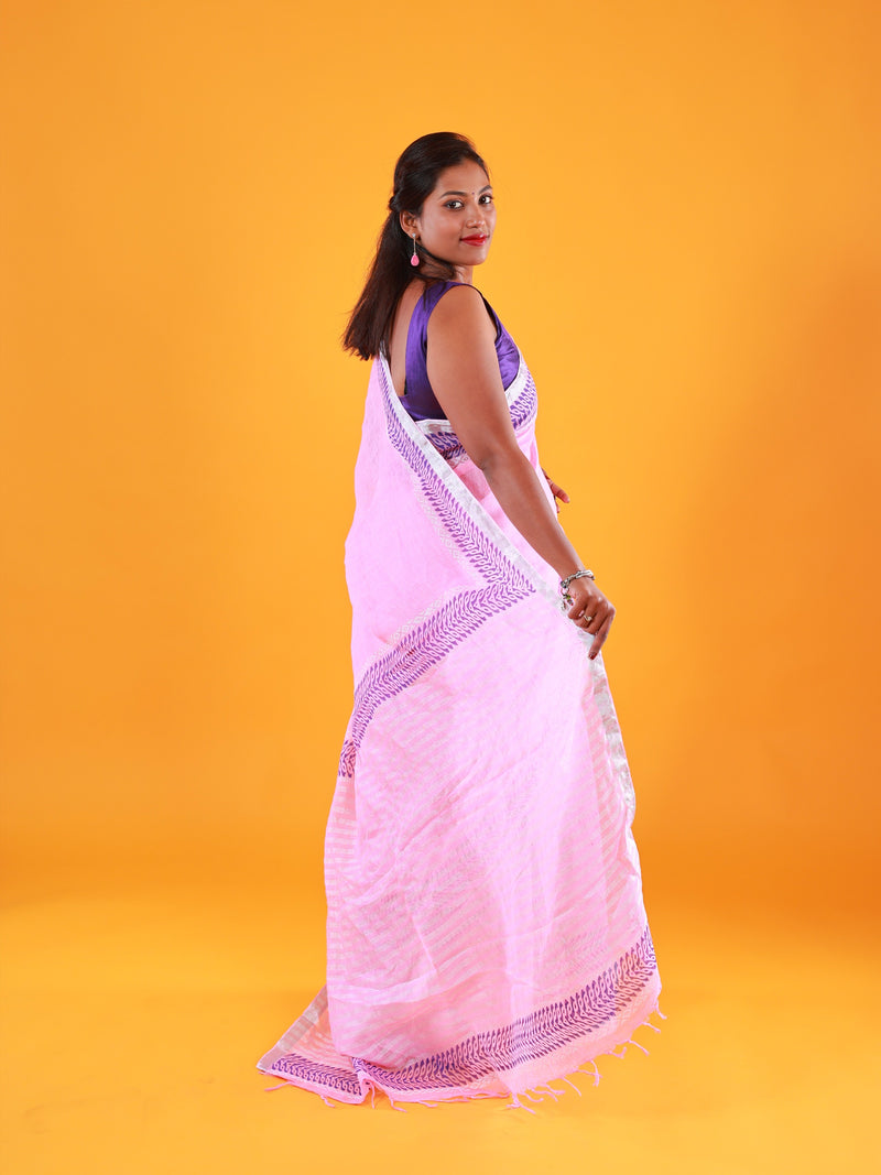 Pure Linen Saree- Gulaab - Thugil