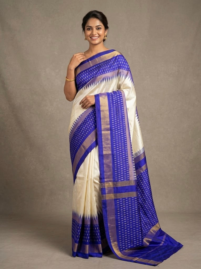 Megan – Pochampally Double Ikkat Pure Silk Saree (Silk Mark Certified)