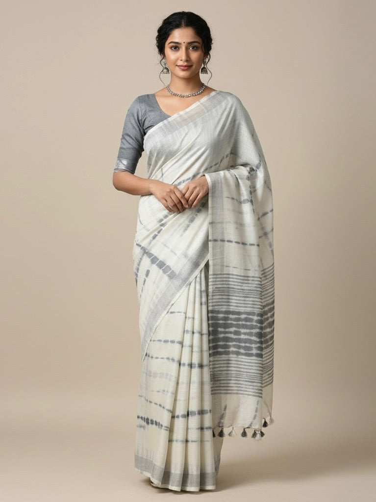 Sita Semi Linen Shibori Saree - Thugil