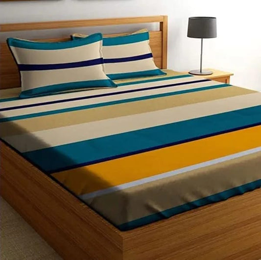 Nithira Fitted Double Bed Bedsheet with 2 Pillow Covers