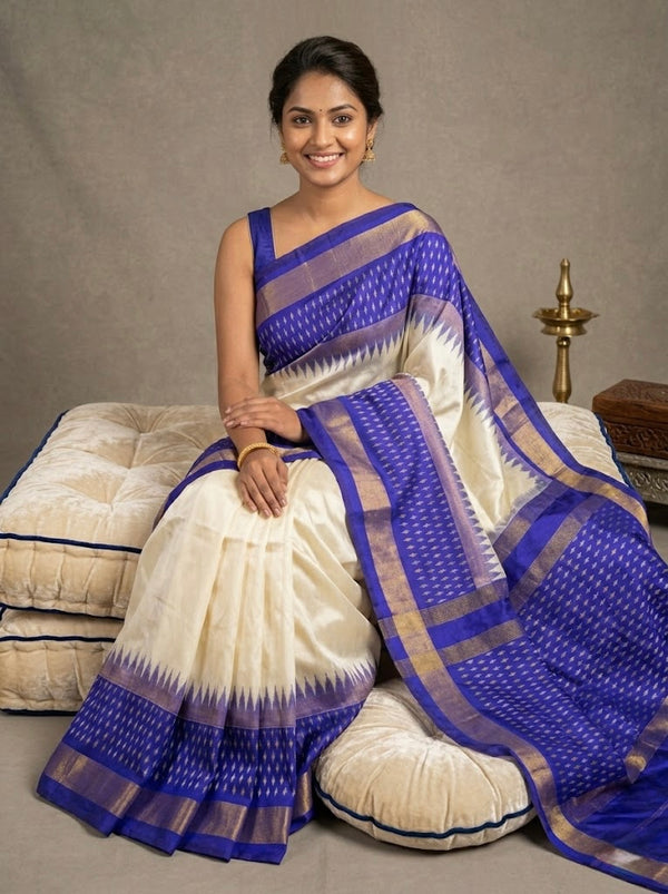 Megan – Pochampally Double Ikkat Pure Silk Saree (Silk Mark Certified)