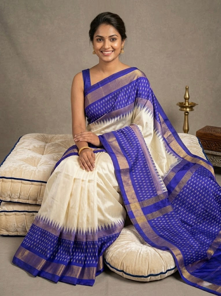 Megan – Pochampally Double Ikkat Pure Silk Saree (Silk Mark Certified)