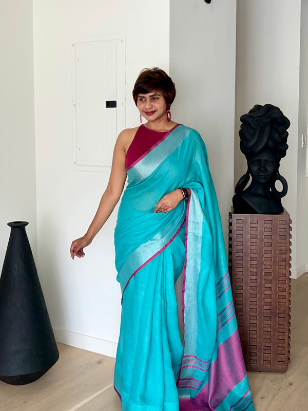 Tina’s Pure Linen Saree - Thugil