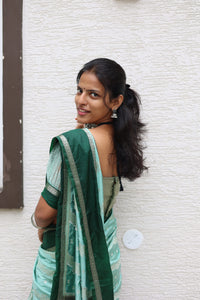Warm Silk Saree with Contrast Border and Water Zari Work - Thugil