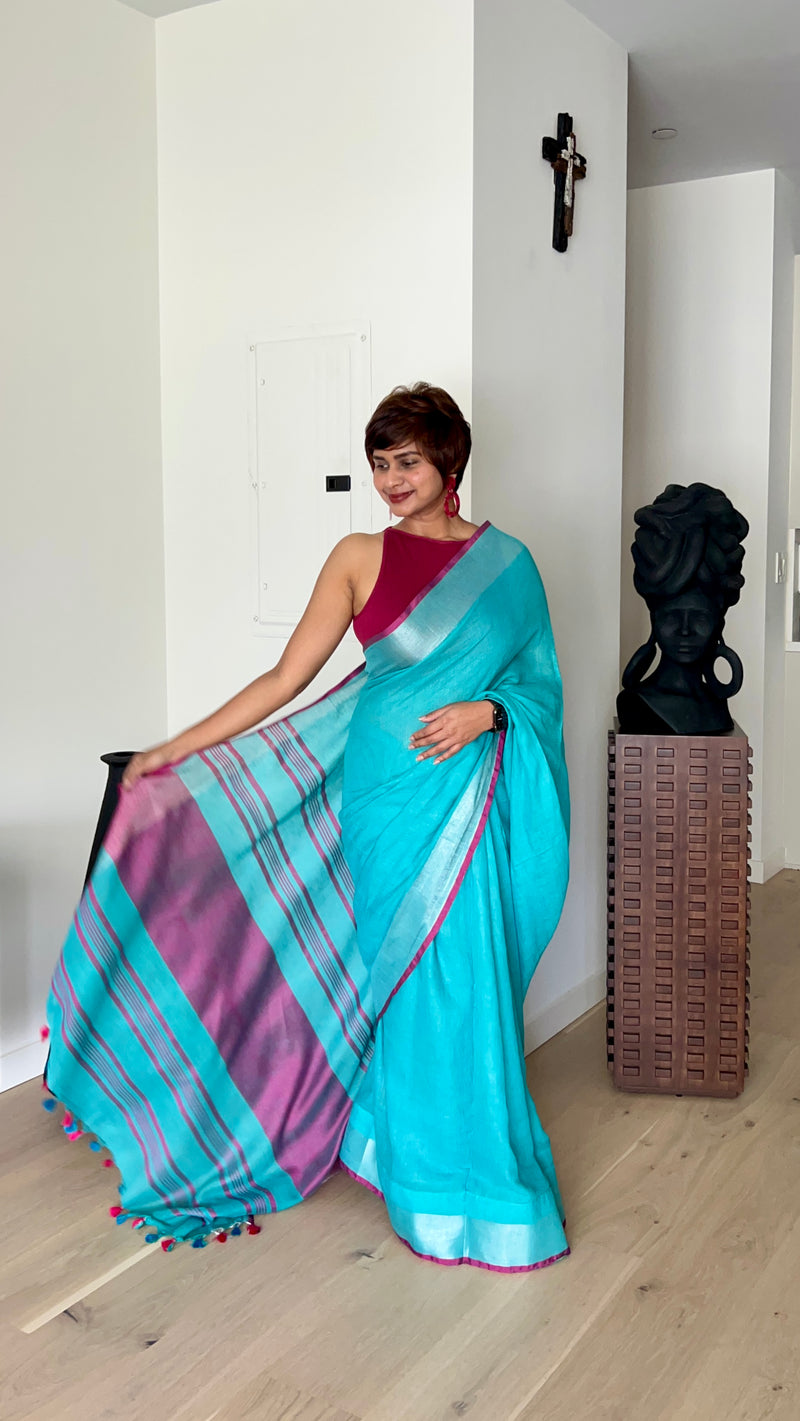 Tina’s Pure Linen Saree - Thugil
