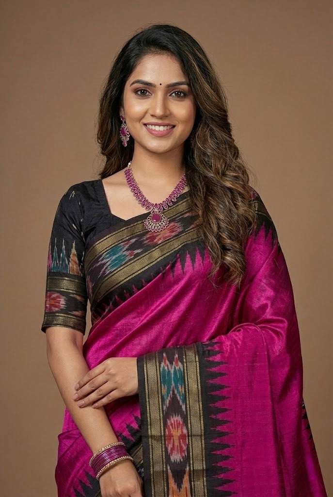Ambuli-Pure Raw Silk Saree(Silk mark certified)