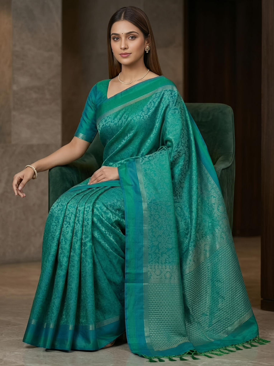 Saheei-Pure Handloom Double-Warp Soft Silk Saree[Silk Mark Certified ]