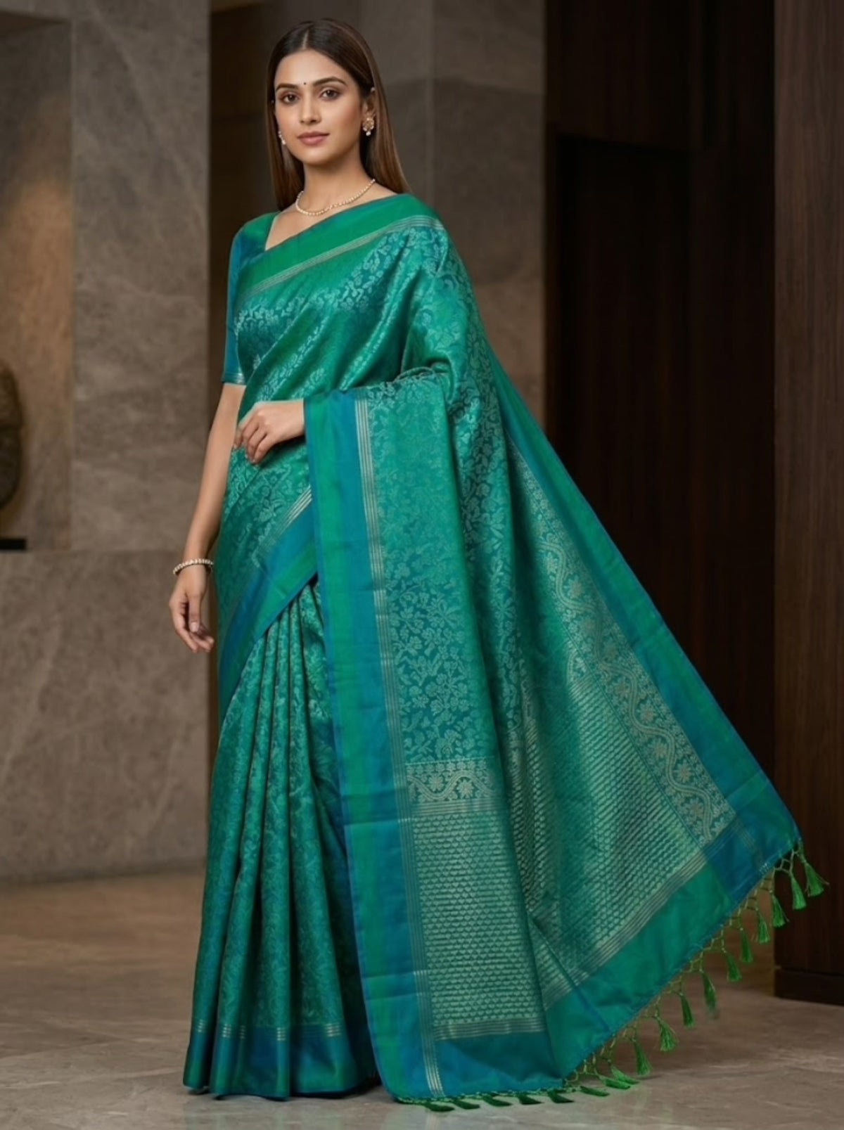 Saheei-Pure Handloom Double-Warp Soft Silk Saree[Silk Mark Certified ]
