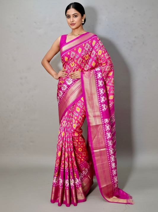 Daisy – Fuchsia Pure  Ikkat Silk Saree
