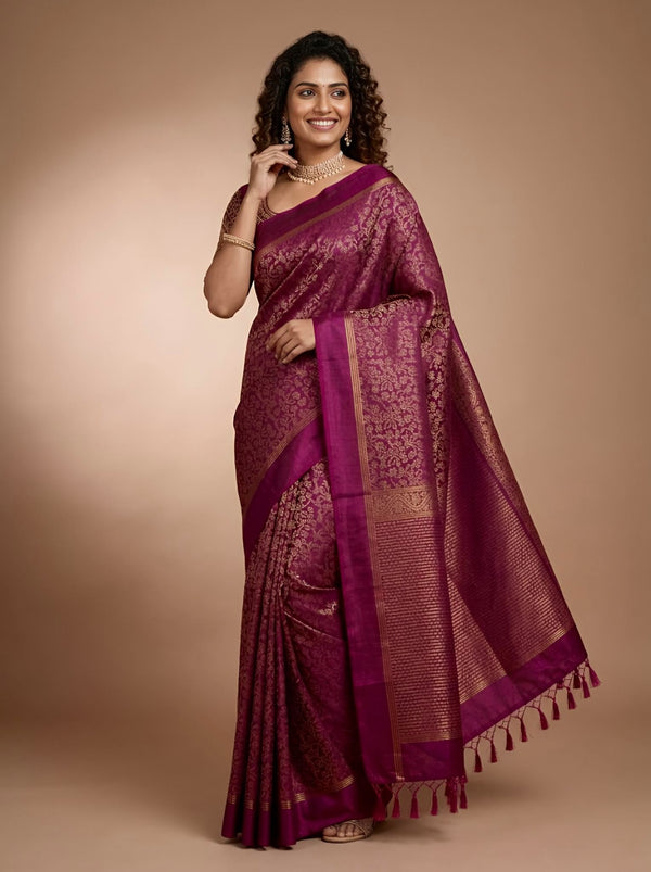 Manjara-Pure Handloom Double-Warp Soft Silk Saree[Silk Mark Certified]