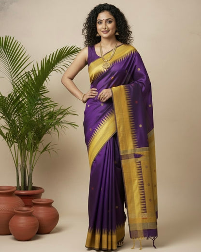 Reena – Royal Purple Raw Silk Saree