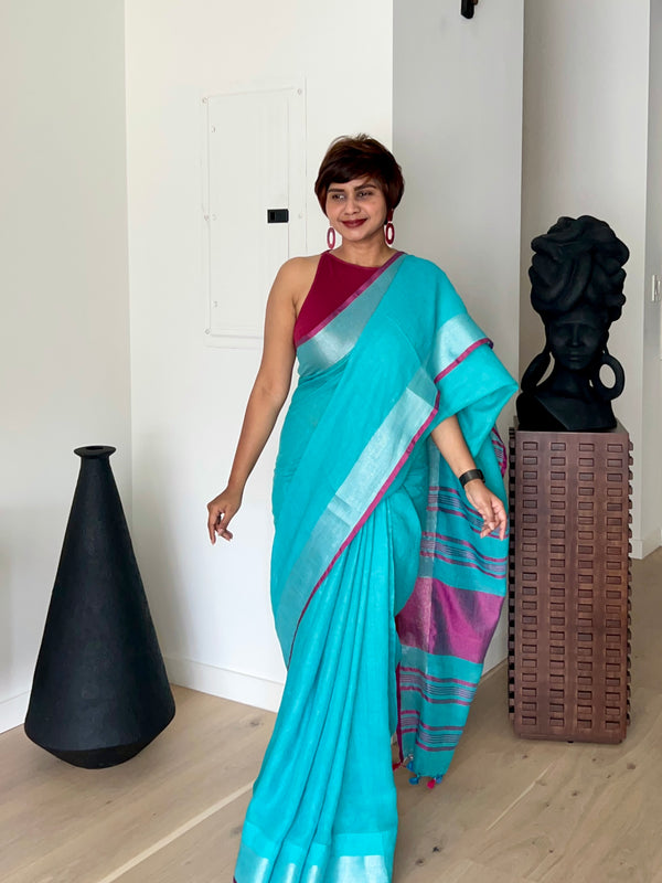 Tina’s Pure Linen Saree - Thugil