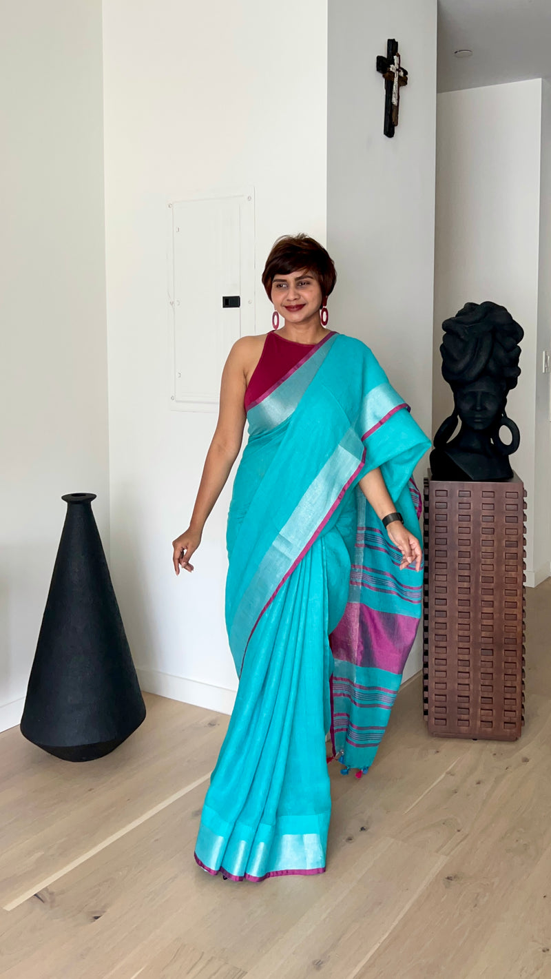 Tina’s Pure Linen Saree - Thugil