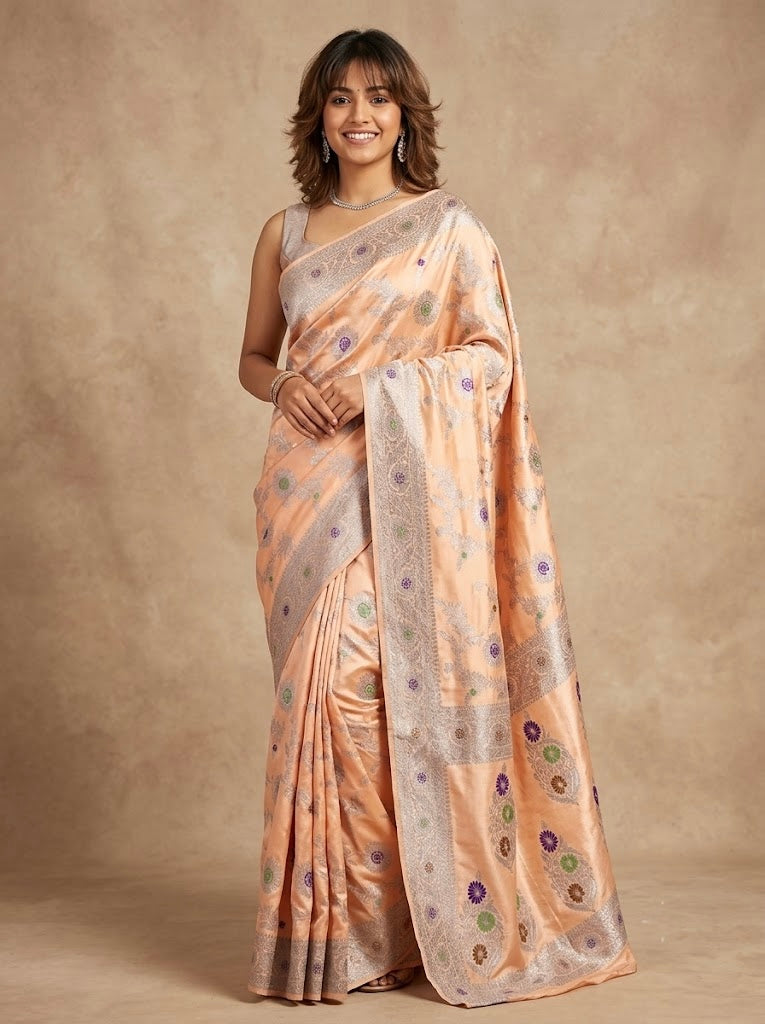 Chinmayee-Banarasi Mashru Mina Pure Silk
