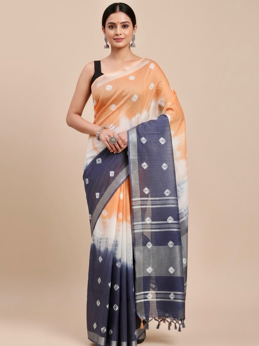 Tarini Semi Linen Shibori Saree - Thugil
