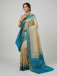 Ranee-Pure Tussar Silk Saree with Zari Border & Traditional Print