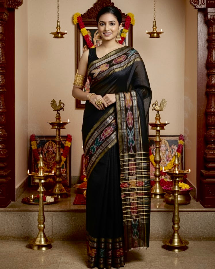 Boomika – Dark Majesty Pure Raw Silk Saree