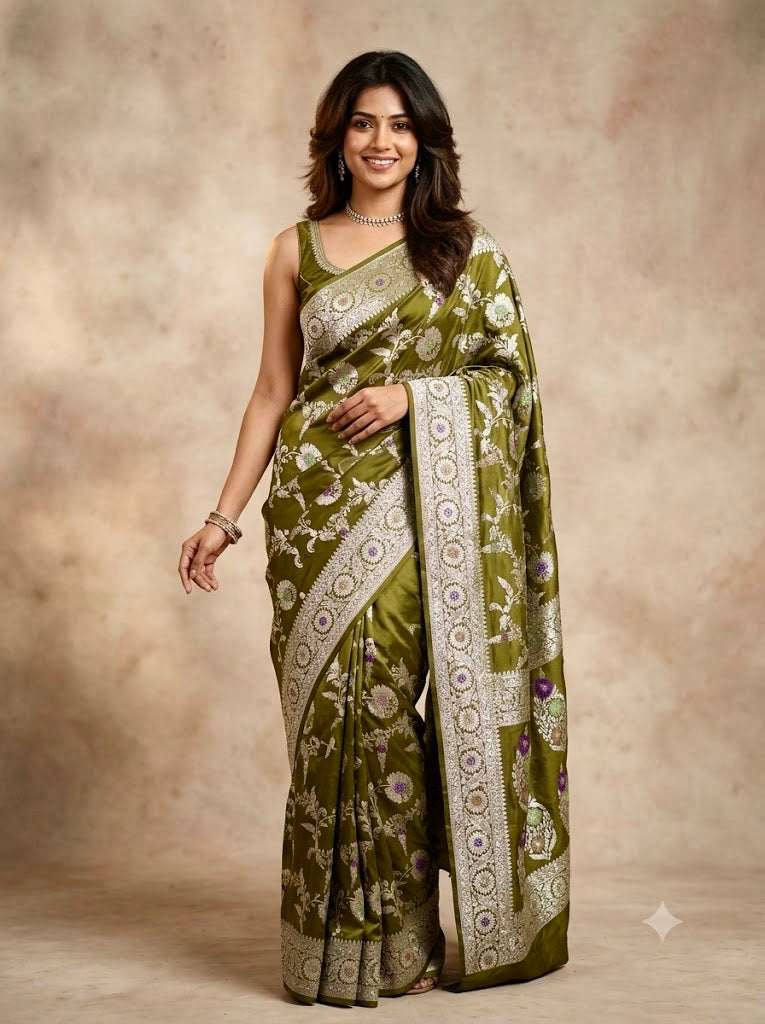 Eashwari-Banarasi Mashru Mina Pure Silk