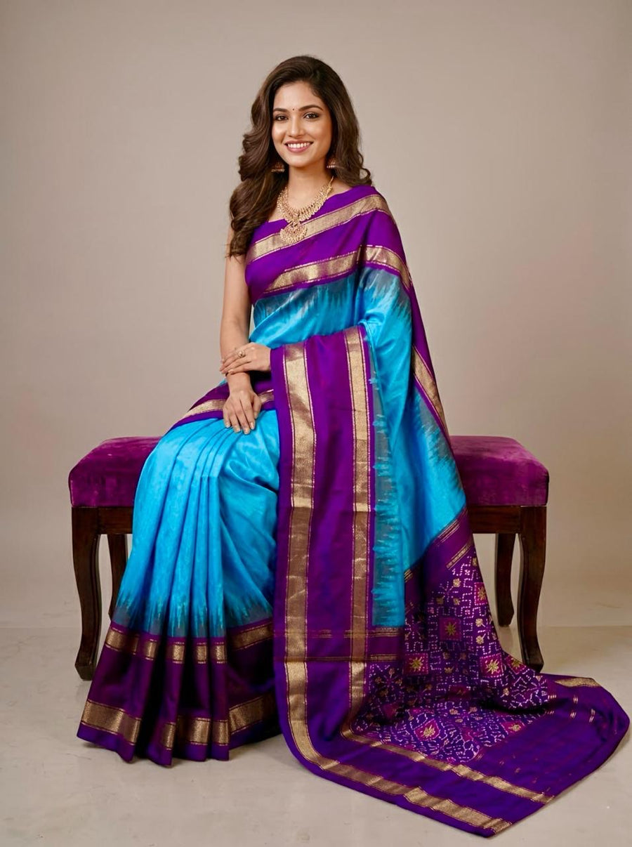 Neethi – Pochampally Double Ikkat Pure Silk Saree (Silk Mark Certified)