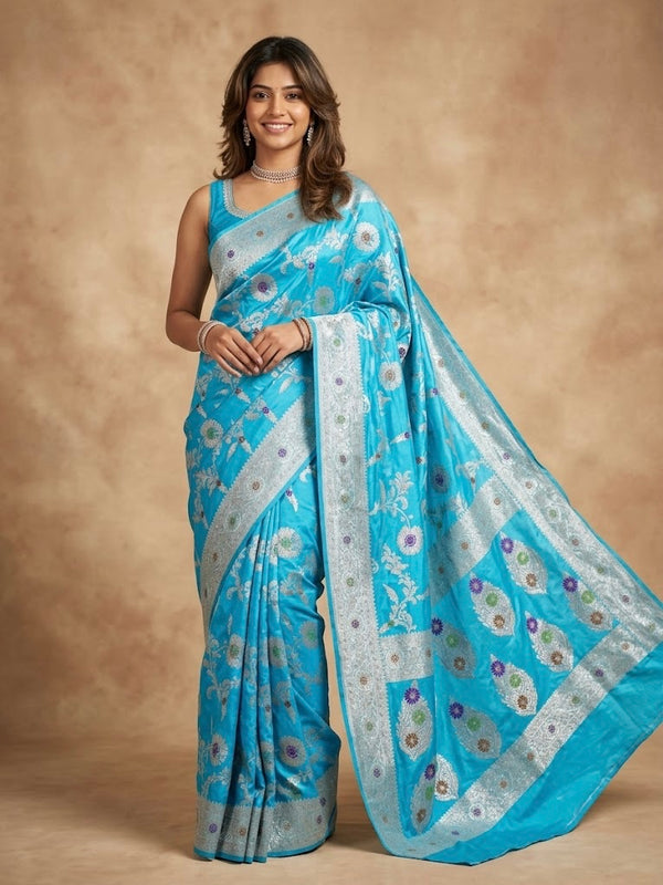 Ganthari-Banarasi Mashru Mina Pure Silk